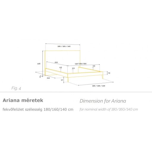 Ariana kárpitozott ágy 160 X 200 fekvőfelület