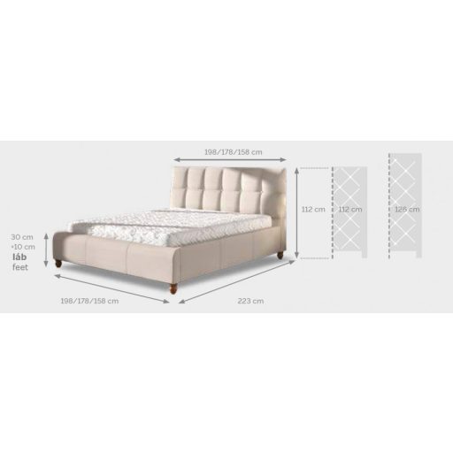 Aston kárpitozott ágy - 106 cm magas fejvéggel - 160 X 200 fekvőfelület