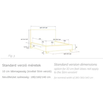   Aston kárpitozott ágy - 106 cm magas fejvéggel - 180 X 200 fekvőfelület