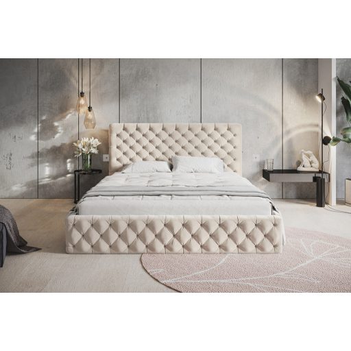 Békéscsaba ágykeret 180 X 200 fekvőfelület, ágyráccsal és ágyneműtartóval, Amor04 bézs Expressz szállítással