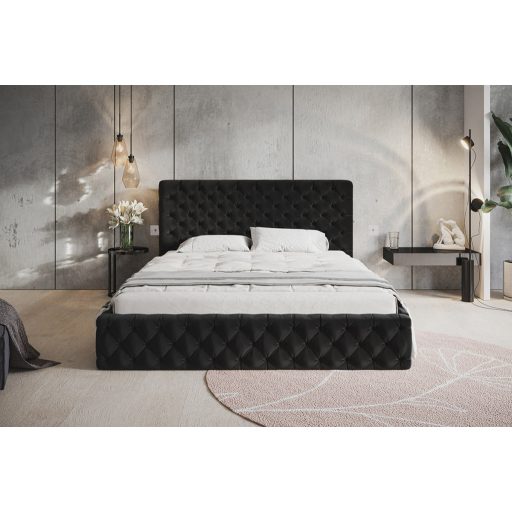 Békéscsaba ágykeret 180 X 200 fekvőfelület, ágyráccsal és ágyneműtartóval, Amor22 fekete Expressz szállítással