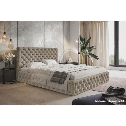 Békéscsaba ágykeret 180 X 200 fekvőfelület, ágyráccsal és ágyneműtartóval, Jasmine24 világosbarna Expressz szállítással
