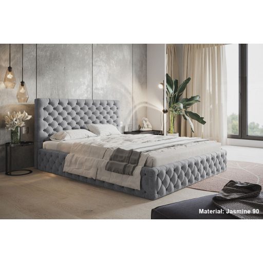 Békéscsaba ágykeret 180 X 200 fekvőfelület, ágyráccsal és ágyneműtartóval, Jasmine90 szürke Expressz szállítással
