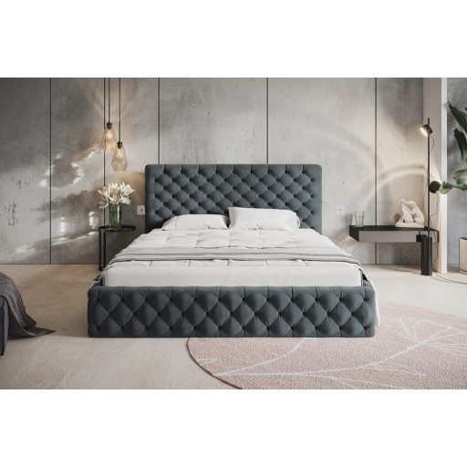 Békéscsaba ágykeret 180 X 200 fekvőfelület, ágyráccsal és ágyneműtartóval, Jasmine96 sötétszürke Expressz szállítással