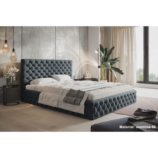 Békéscsaba ágykeret 180 X 200 fekvőfelület, ágyráccsal és ágyneműtartóval, Jasmine96 sötétszürke Expressz szállítással