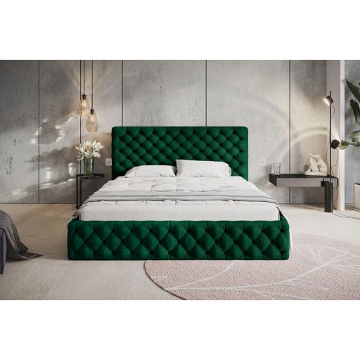 Békéscsaba ágykeret 180 X 200 fekvőfelület, ágyráccsal és ágyneműtartóval, Kronos19 sötétzöld Expressz szállítással