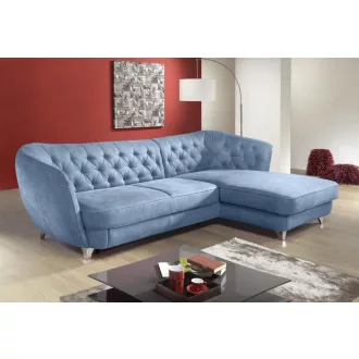   Chesterfield Retro L-alakú ágyazható sarokkanapé - jobbos - nyitott