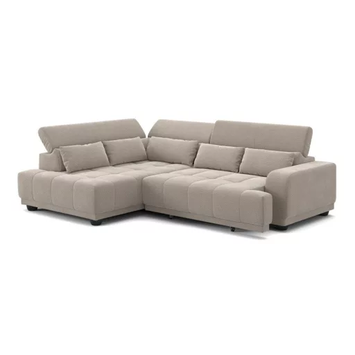 Jade L-alakú sarokkanapé  - balos - nyitott - 270 cm X 203 cm - elektromosan mélyíthető ülőfelülettel 