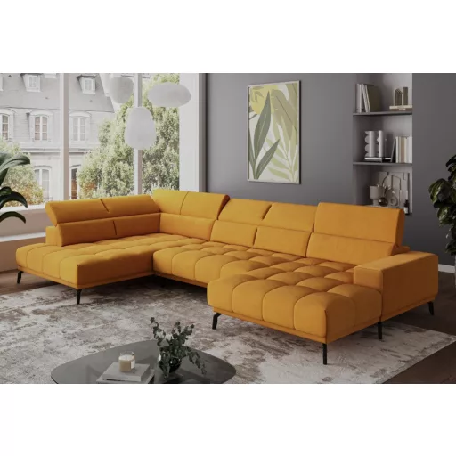 Jomba U-alakú sarokkanapé - balos - 226 cm X 400 cm X 185 cm - elektromosan mélyíthető ülőfelülettel