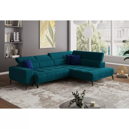 Jomba L-alakú sarokkanapé - jobbos - zárt - 308 cm X 226 cm - elektromosan mélyíthető ülőfelülettel