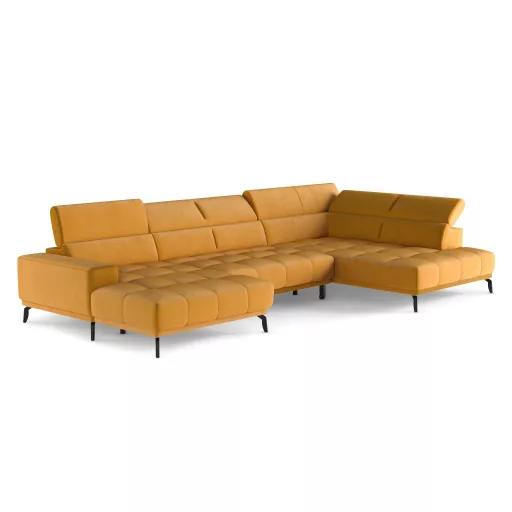Jomba U-alakú sarokkanapé - jobbos - 185 cm X 400 cm X 226 cm - elektromosan mélyíthető ülőfelülettel
