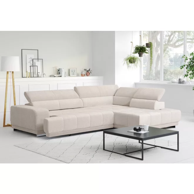 Polar L-alakú sarokkanapé - jobbos - zárt - 313 cm X 226 cm - elektromosan mélyíthető ülőfelülettel