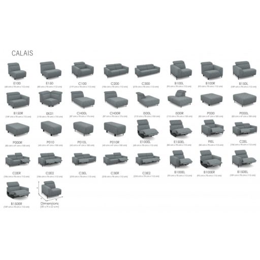 Calais sarokgarnitúra 281 cm X 176 cm - 2 elektromos relax funkcióval - jobb