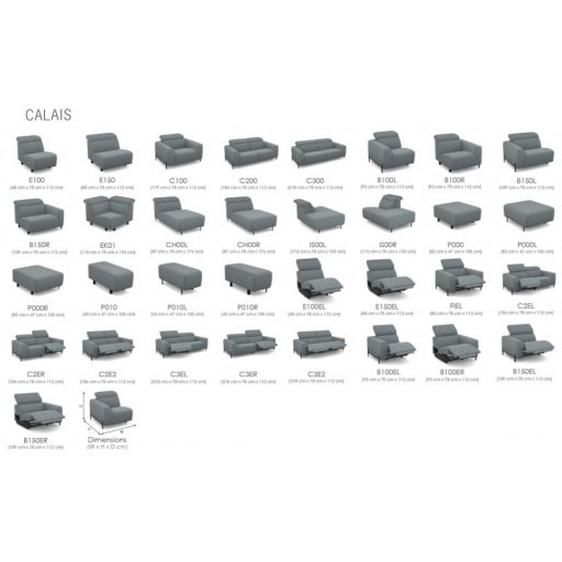 Calais sarokgarnitúra 304 cm X 245 cm - 2 elektromos relax funkcióval - jobb