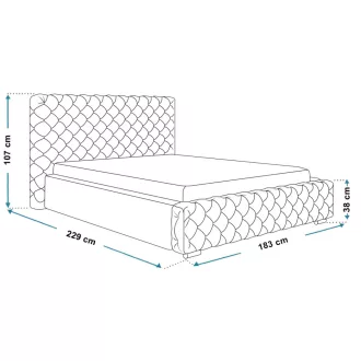   Chesterfield ágykeret 160 X 200 fekvőfelület, ágyráccsal és ágyneműtartóval