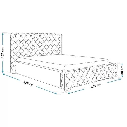 Chesterfield ágykeret 200 X 200 fekvőfelület, ágyráccsal és ágyneműtartóval