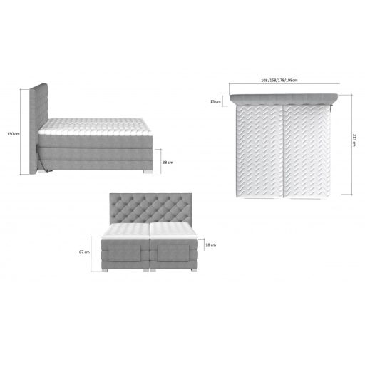 Cloe motoros boxspring ágy 90 X 200  hideghab topper