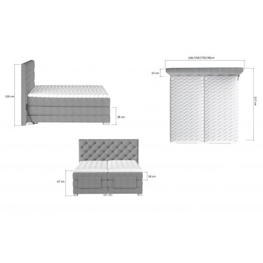 Cloe motoros boxspring ágy 160 X 200  hideghab topper