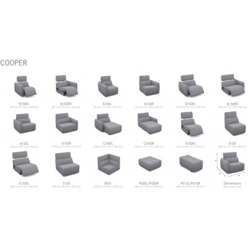 Cooper 3 személyes kanapé 2 karral - 3 elekrtomos relax funkcióval