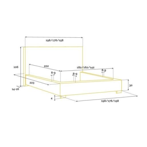 Dakota kárpitozott ágyneműtartós ágy előről nyíló gázrugós ágyráccsal - 120 cm magas fejvéggel - 90 X 200 fekvőfelület