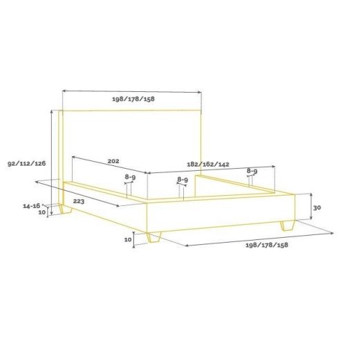 Dakota kárpitozott ágyneműtartós ágy előről nyíló gázrugós ágyráccsal - 120 cm magas fejvéggel - 90 X 200 fekvőfelület