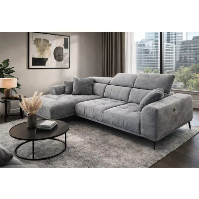 Davos sarok ülőgarnitúra 170 cm X 281 cm - motorosan mélyíthető ülőfelülettel - balos - Miltonnew14 taupe színben