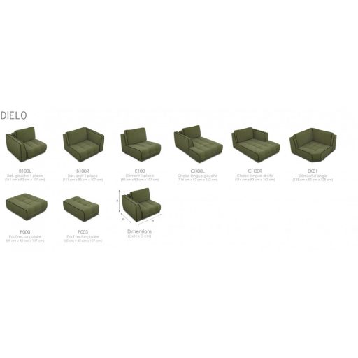 Dielo U-alakú sarokgarnitúra 162 cm x 350 cm x 296 cm - jobbos