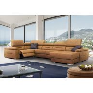   Domino U-alakú ágyazható, ágyneműtartós elektromos relax sarokgarnitúra - 220 cm X 375 cm X 170 cm - jobbos