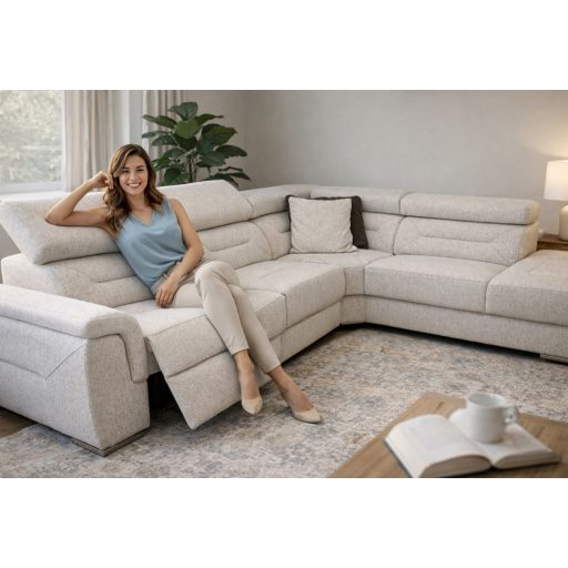 Domino dupla relax motoros sarokgarnitúra 297 cm X 235 cm - jobbos - AquaClean Alpine22 -kiállítási