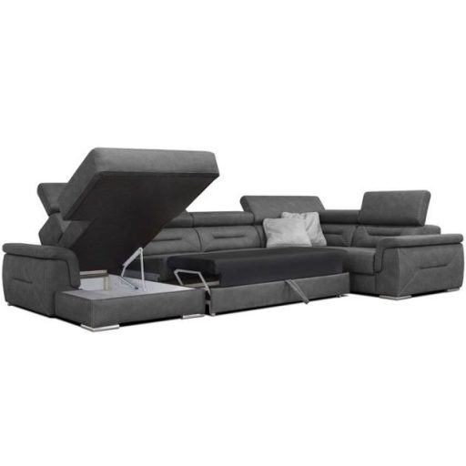 Domino U-alakú ágyazható, ágyneműtartós elektromos relax sarokgarnitúra - 170 cm X 375 X 220 cm - balos