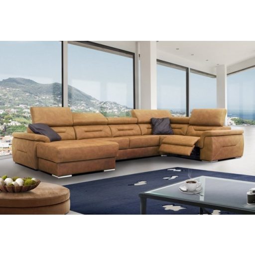 Domino U-alakú ágyazható, ágyneműtartós elektromos relax sarokgarnitúra - 170 cm X 375 X 220 cm - balos