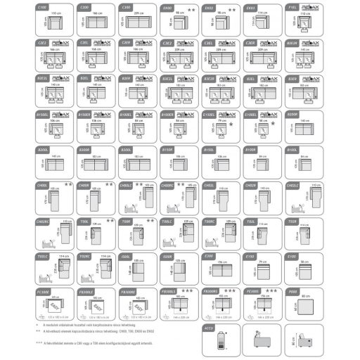 Domino U-alakú elektromos relax sarokgarnitúra - 170 cm X 375 X 220 cm - balos