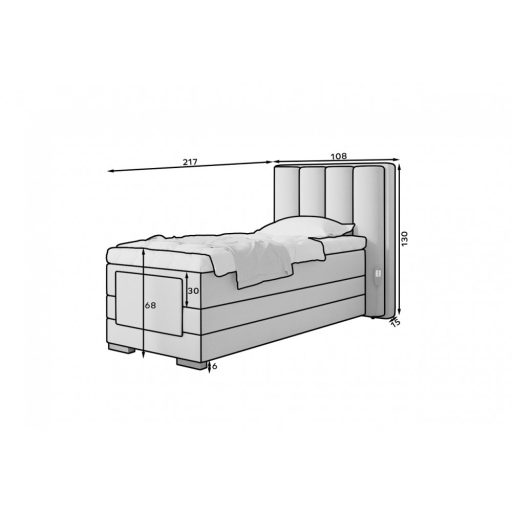 Eros motoros boxspring ágy 90 X 200  hideghab topper