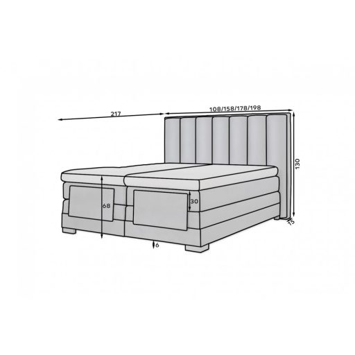 Eros motoros boxspring ágy 160 X 200  hideghab topper