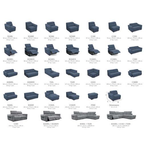 Espero 2 személyes kanapé 2 karral - Elektromos Relax funkció jobb oldalon