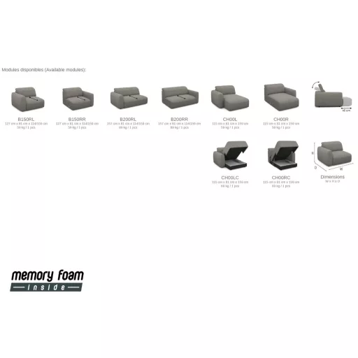 Gizo mini sarokkanapé elektromosan mélyíthető ülőfelülettel 242 cm x 159 cm - jobbos - Miltonnew03