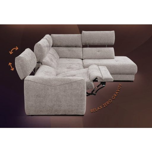 Gordon sarok ülőgarnitúra 281 cm X 217 cm - jobbos - két elektromos relax funkcióval