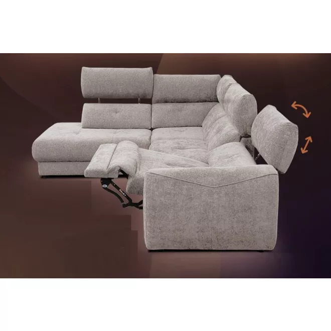 Gordon sarok ülőgarnitúra 217 cm X 281 cm - balos - elektromos relax funkcióval karfa mellett