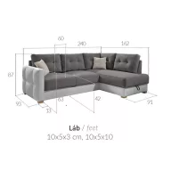 LS Alesion ágyazható sarokgarnitúra - jobbos 240 cm X 160 cm