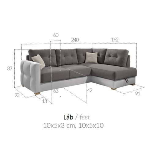 LS Alesion ágyazható sarokgarnitúra - jobbos 240 cm X 160 cm