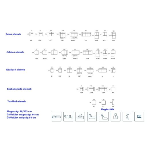 Amarano S2FL - 2 személyes ágyazható elem karfa bal