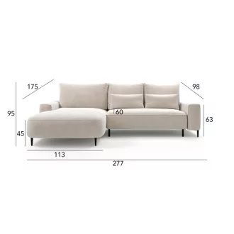   Bizzante sarokkanapé ágyneműtartós és ágyazható - balos 277 cm X 175 cm