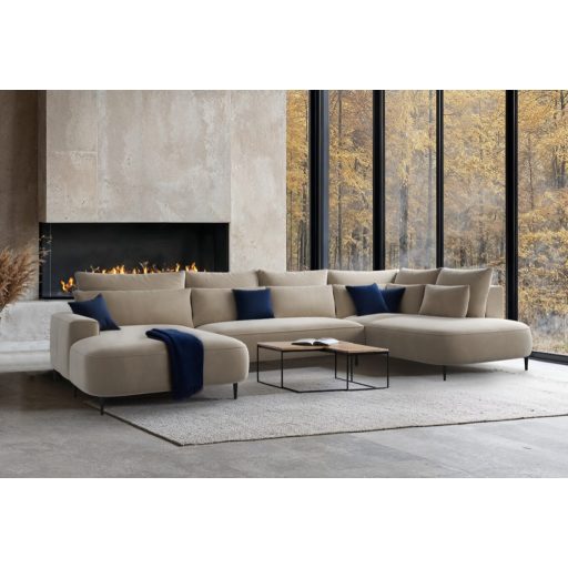 Bizzante U-alakú sarokkanapé ágyneműtartós és ágyazható - aaszimmetrikus  - jobbos 184 X 356 X cm X 208 cm