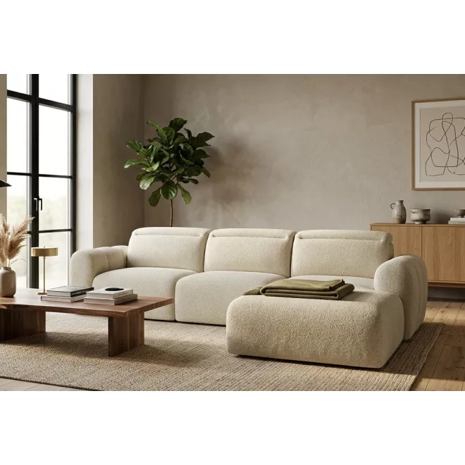 Coriso L-alakú sarokkanapé - jobbos - nyitott - 278 cm X 207 cm - elektromosan mélyíthető ülőfelülettel