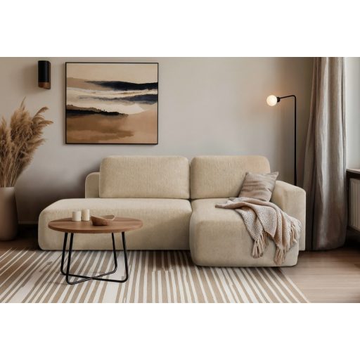 Cosy kis L-alakú sarok ülőgarnitúra ágyneműtartós és ágyazható - jobbos 244 cm X 160 cm