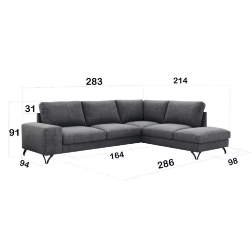 LS Flavio L-alakú ágyazható sarokgarnitúra - jobbos - 283 cm X 214 cm Perfect Harmony04 szövettel - kiállítási kedvezménnyel