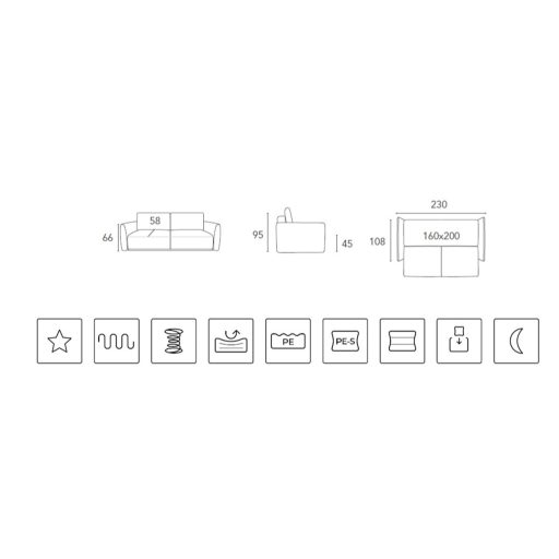 Navo ágyazható kanapé (160X200 fekvőfelülettel)