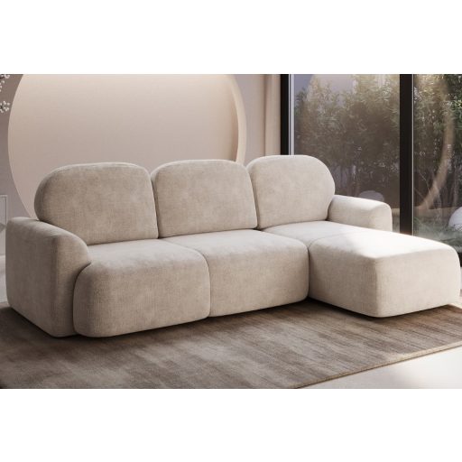 Nuba L-alakú sarok ülőgarnitúra ágyneműtartós és ágyazható - jobbos 263 cm X 163 cm