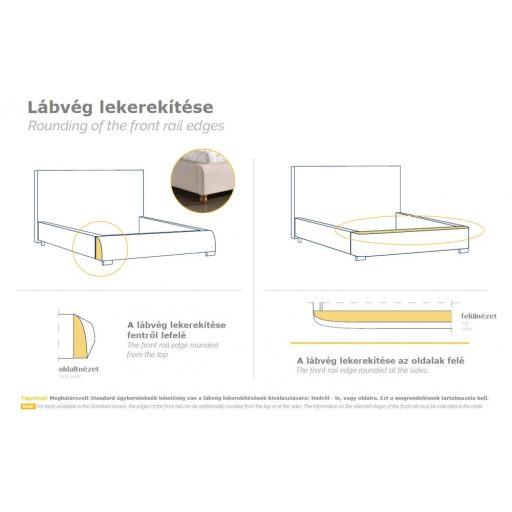 Lily kárpitozott ágy - 106 cm magas fejvéggel - 90 X 200 fekvőfelület