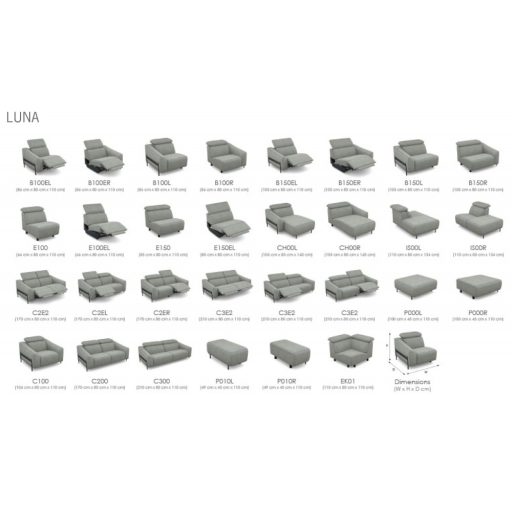 Luna sarokgarnitúra 300 cm X 244 cm - 2 elektromos relax funkcióval - jobb